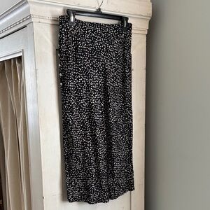 Leith Black and White Patterned Lined Midi Skirt